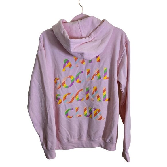 Anti Social Social Club Pink Rainbow Graphic Hoodie Size S - Picture 2 of 5